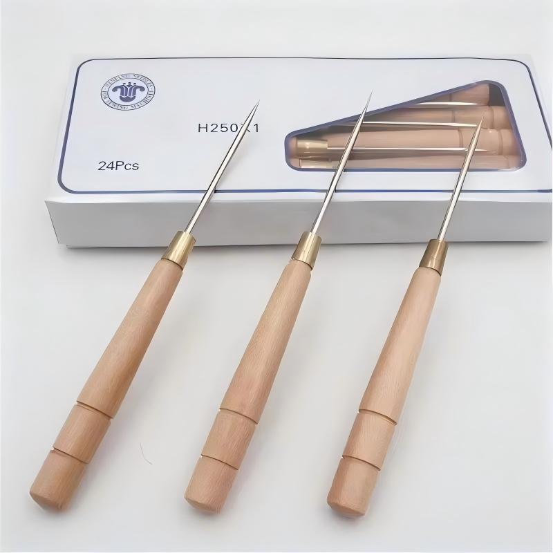 Leatherwork Awl - Poinçon avec manche en bois, outil