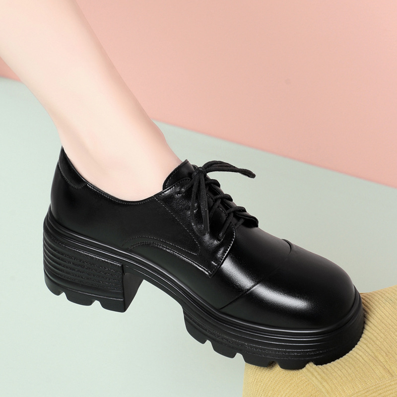 Leather Work Oxfords - 6cm rétro respirant confortable fond épais