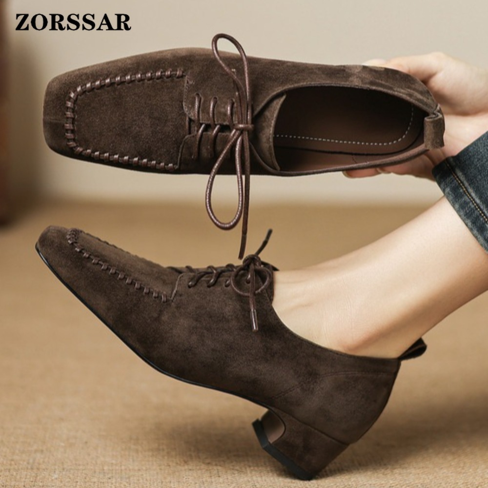 Leather Work Oxfords - Chaussures habillées élégantes pour femmes en