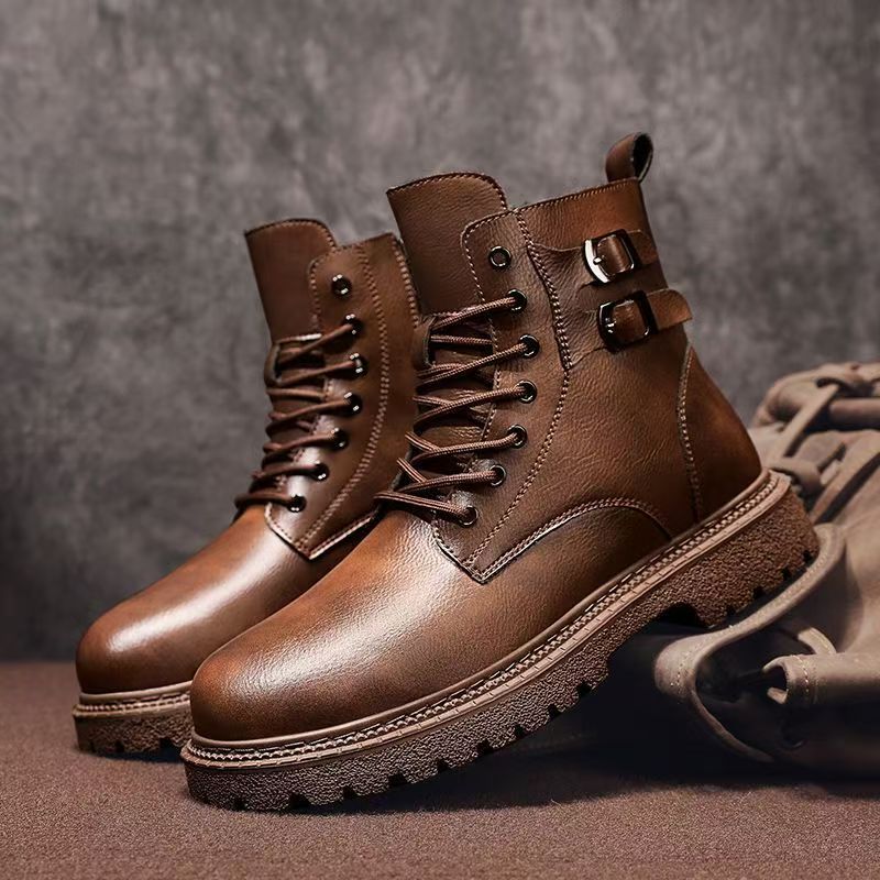 Leatherwork Boots - Bottes hautes en cuir véritable pour