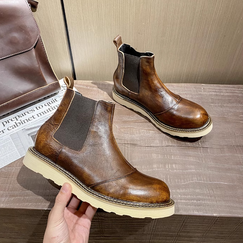 Bottes Chelsea rétro en cuir v - Leather Work Oxfords avis et prix
