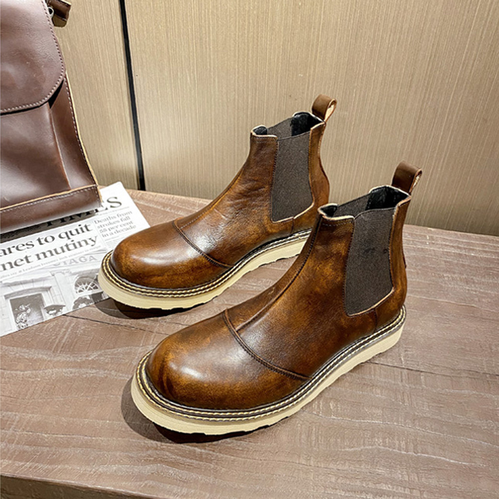 Bottes Chelsea rétro en cuir v - Leather Work Oxfords avis et prix