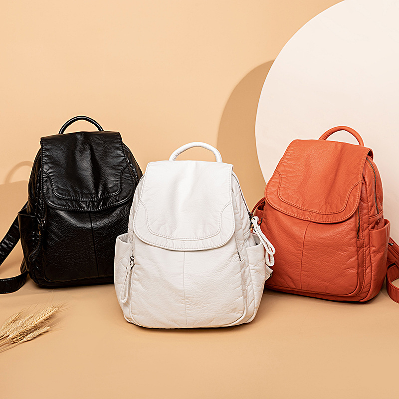 Sac à dos en cuir lavé blanc p - Leather Work Backpack avis et prix