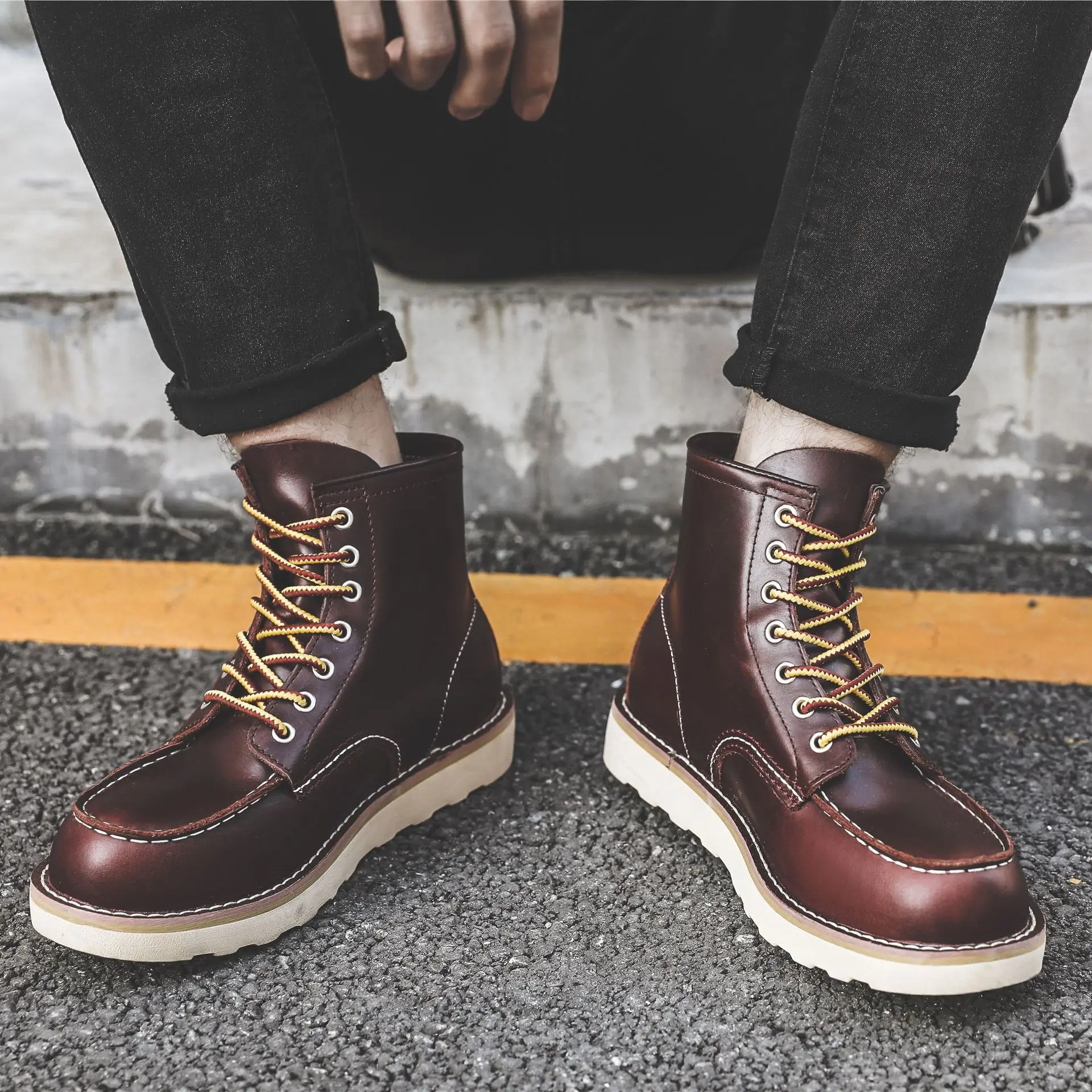 Hommes printemps hiver chaussu - Leatherwork Boots avis et prix