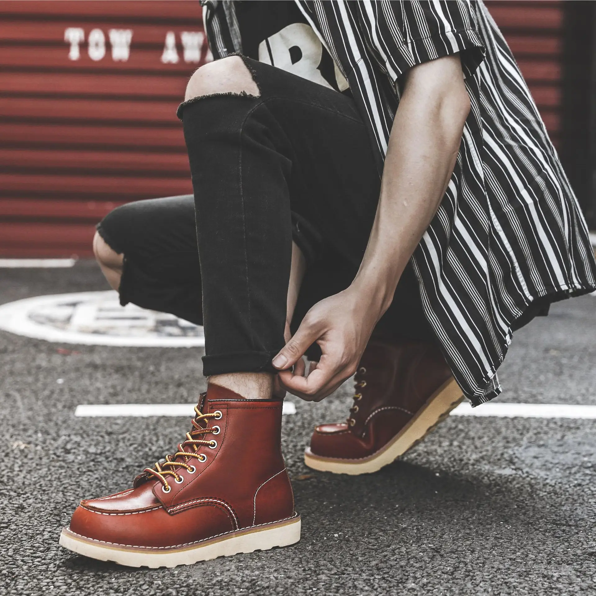 Hommes printemps hiver chaussu - Leatherwork Boots avis et prix