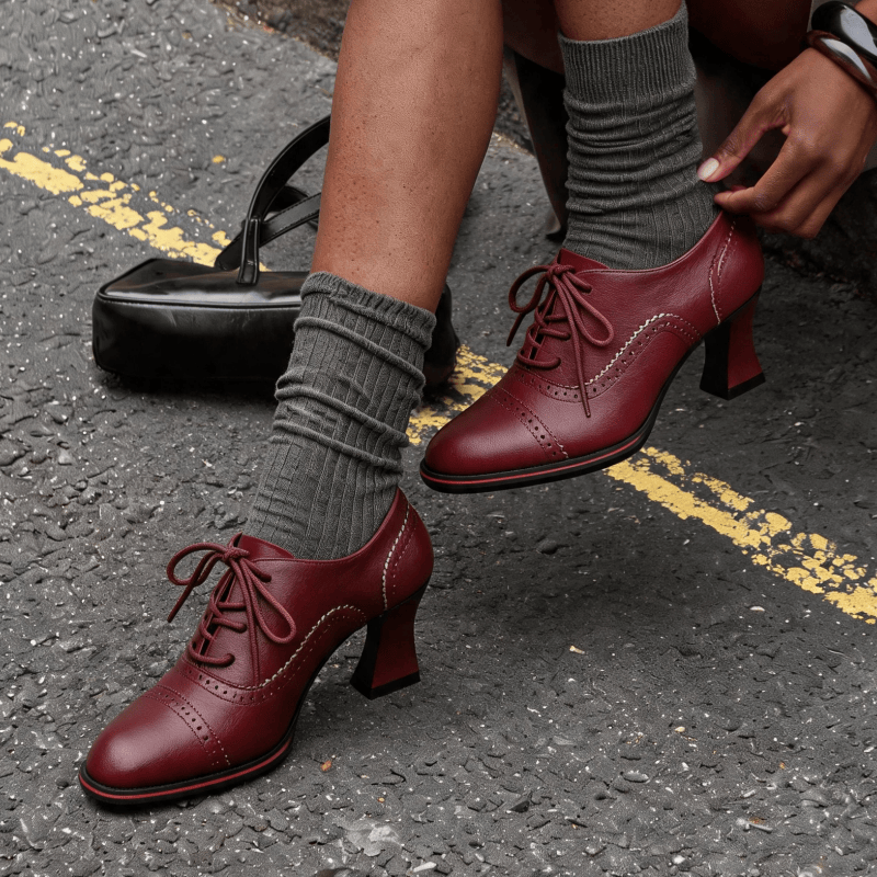 Chaussures Oxford à talons mi- - Leather Work Oxfords avis et prix