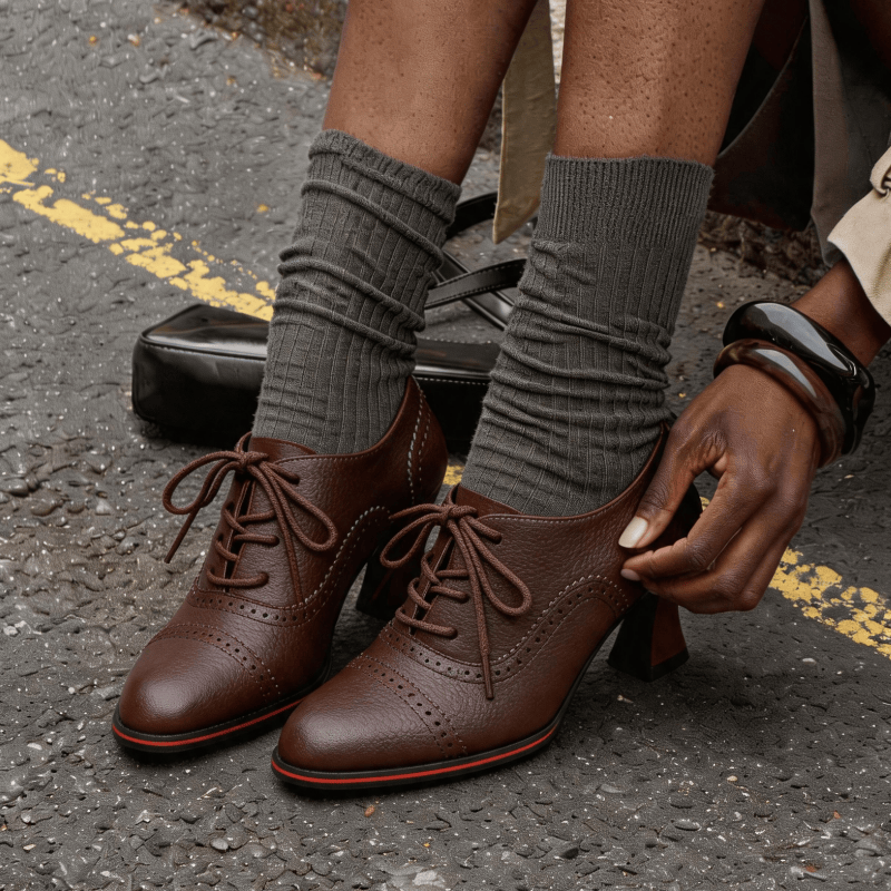 Chaussures Oxford à talons mi- - Leather Work Oxfords avis et prix